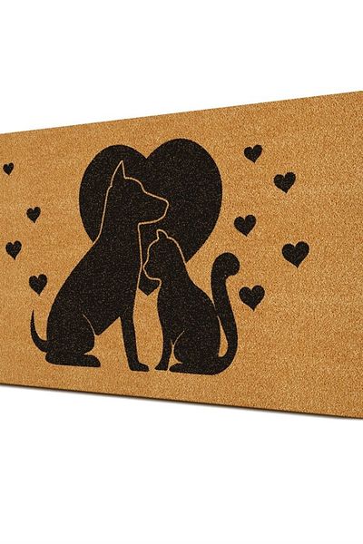 Decovetro Doormat Love - Cat And Dog Patterned Door Mat