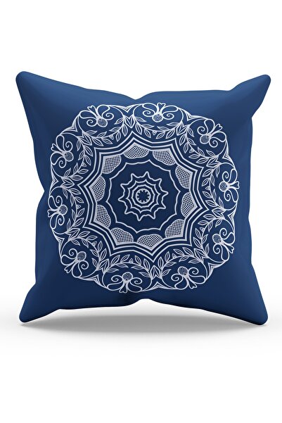 Moud's Husă de pernă din piele întoarsă imprimata linie mandala bleumarin - f...