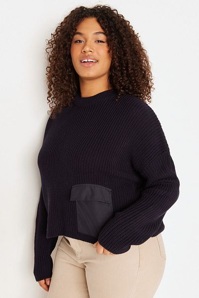 Trendyol Curve Große Größen in Pullover  - Dunkelblau - Relaxed Fit