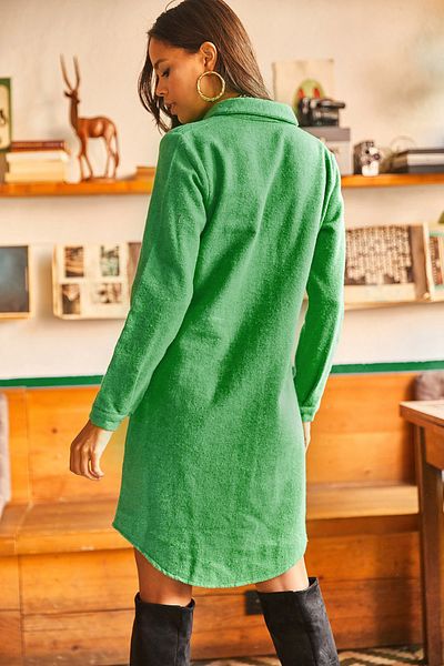Olalook Women's Green Stash Shirt Dress ELB-19000953