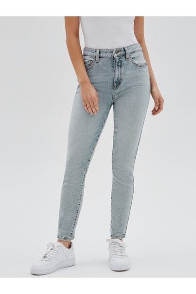 BROSERER Blugi de damă Sonia, albastru deschis, spălat cu zăpadă, cu talie înaltă, din denim Mom Jeans Boyfriend