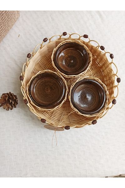 Gudelidekorr Rattan Bamboo Wicker Snack Bowl Presentation Breakfast Bowl