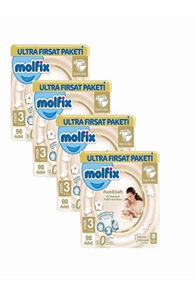 Molfix Pure&soft Bebek Bezi 3 Beden Midi Ultra Fırsat Paketi 392 Adet