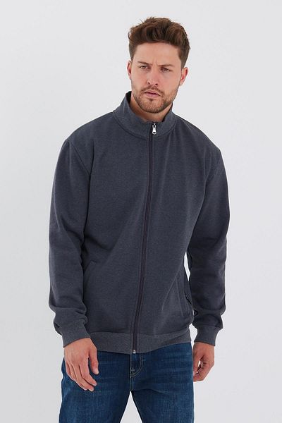mmetalic Men's Anthracite Cardigan with Cotton Zipper and Vertical Side Pockets