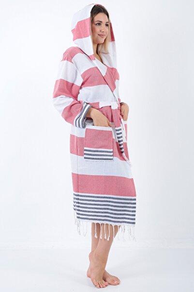 Buldan Concept Ada Peshtemal Bathrobe Red-dark blue