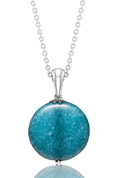 Tesbih Atölyesi Certified Real Blue Agate Natural Stone Necklace - 1st quality