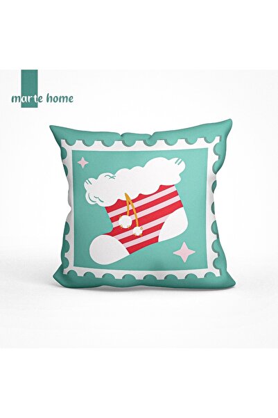Marte Home غطاء وسادة زخرفي مطبوع بنمط رأس السنة وعيد الميلاد