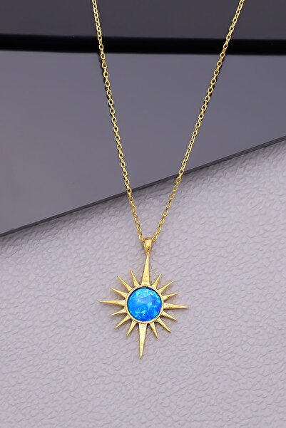 LINTERNA 925 Ayar Gümüş Opal Taşlı Kutup Yıldızı Kolye