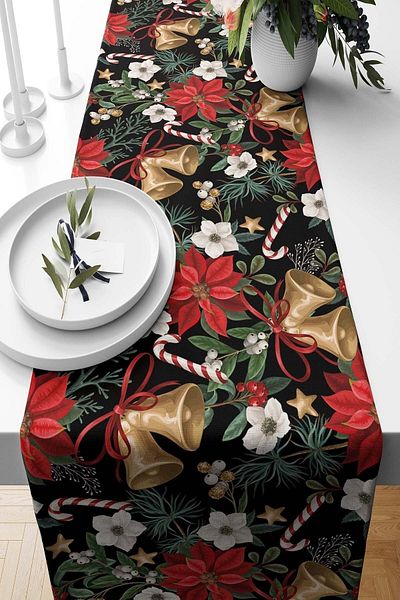 Pilloveland Runner Clopot de Anul Nou Tesut din piele intoarsa 140*40 Cm Craciun Craciun