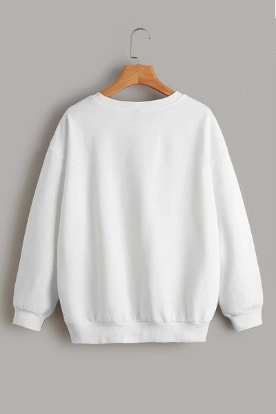 MODAGEN Unisex White Newport Beach 1984 Printed Crew Neck Oversize Sweatsirt