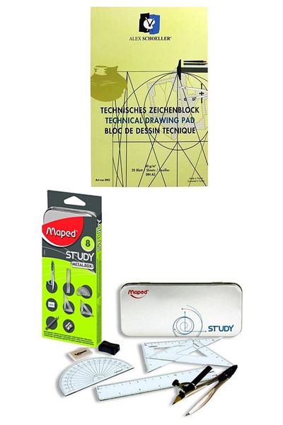 GLANCE Alex Schoeller A3 80 Gr 20 Sheets Vertical Technical Painting Book Maped Jib Nickel Jib Set