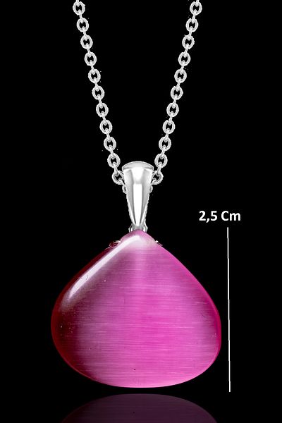 Tesbih Atölyesi Certified Real Pink Agate Stone Necklace - 1st quality