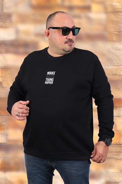 MocGrande Μεγάλο μέγεθος Unisex Sweat Make Good 22734 Μαύρο