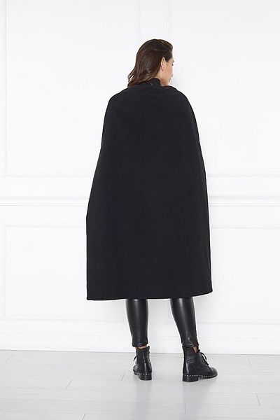 comstar Women's Trendy Buttoned Cashmere Black Cape Poncho
