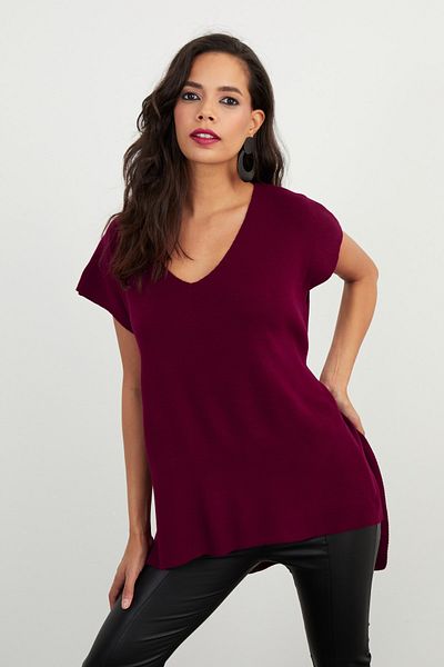 Cool & Sexy Woman's Burgundy Süveter YV101