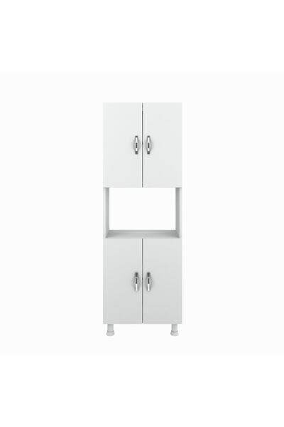 Alesta Life 4 Kapaklı Orta Mikrodalga Mini Fırın Bölmeli Mutfak Dolabı Çok Amaçlı Dolap Beyaz