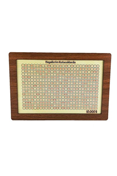 Sav Moda Parabox - Dolar Hedef Kutus - Hedef Kumbarası - Ahşap Kumbara - 10.000 Dolar Usd Hedef Kutusu