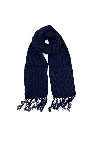 nazipek Basic Lacivert Yün/pamuklu Örme Selanik Triko Atkı Kaşkol 200cm