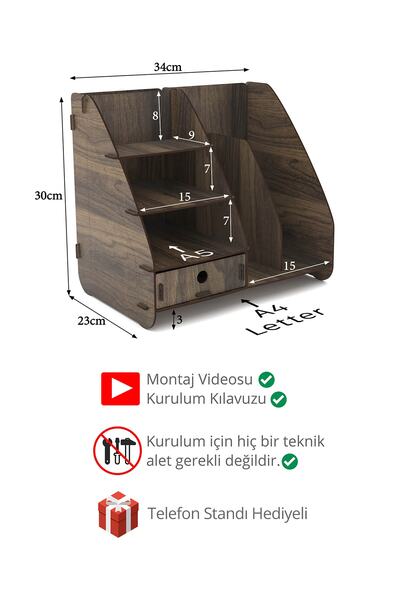 Design OTTO Focus Modest Çekmeceli A4 Evrak Rafı Masaüstü Organizer