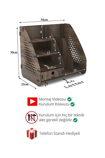 Design OTTO Focus Hexa Çekmeceli A4 Evrak Rafı Masaüstü Organizer