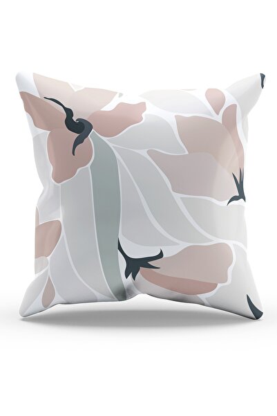 Moud's غطاء وسادة مطبوع عليه زهرة مرآة على الوجهين - 1 منقوش من جلد الغزال