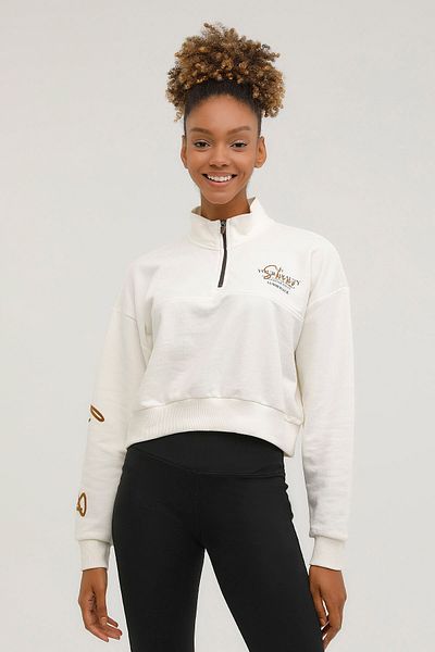lumberjack Hanorac pentru femei W-gf40 Bena Half Zip Swea Ecru