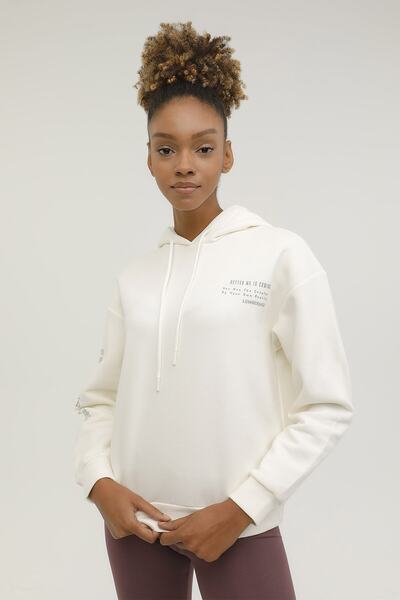 lumberjack W-gf56 Tara Arm Prınted H Ecru Hanorac pentru femei