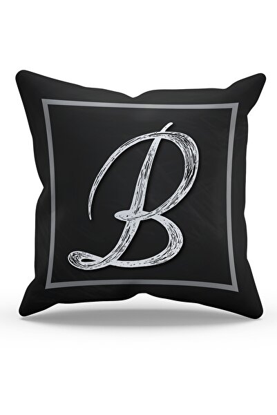 Moud's Κάλυμμα μαξιλαριού ριχτάρι από καστόρι με τυπωμένο γράμμα B διπλής όψης