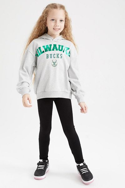 DeFacto Γούνινο φούτερ NBA για κορίτσια Milwaukee Bucks Crew Neck Soft Furry