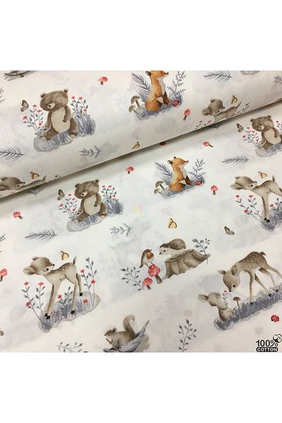 Renk Tekstil Bambi Patterned Natural 100% βαμβακερό ύφασμα ποπλίνα