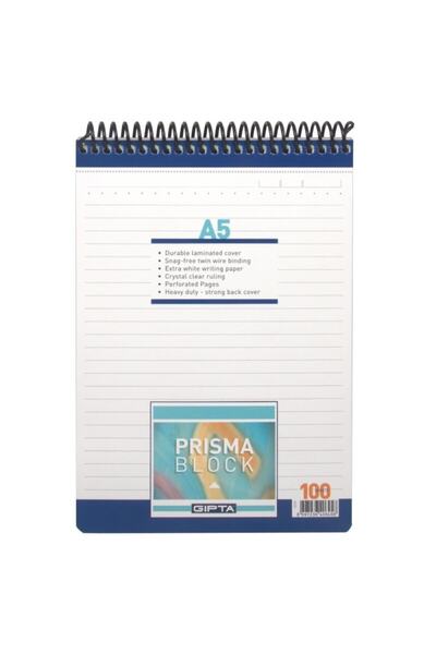 Gıpta Spiralli Bloknot Prisma Defter A5 - 100 Yaprak Çizgili