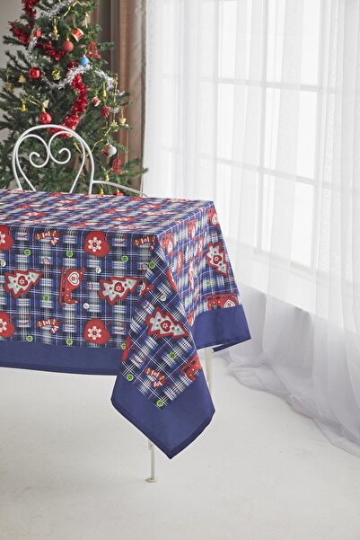 AYSHOME Ays Home Navy Blue Red Christmas Dining Table Cloth