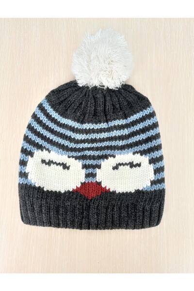 Prahar 4-8 років Дитяча зимова шапка з товстим помпоном