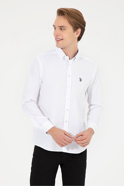 U.S. Polo Assn. Ανδρικό λευκό πουκάμισο