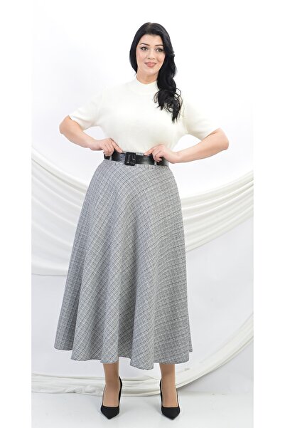 SORALLİNE Fusta evazată de damă 779 bucle alb-negru