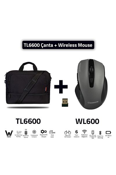 Classone Tl6600-wl600 Wtxpro قماش مقاوم للماء 15.6 بوصة متوافق مع الكمبيوتر المحمول، حقيبة يد الكمبيوتر المحمول + الماوس