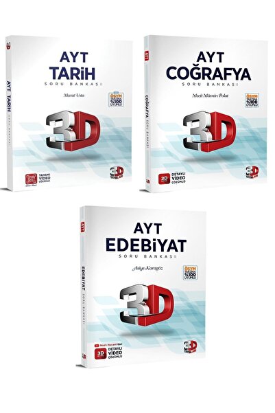 3D Yayınları Ayt Tarih Coğrafya Edebiyat Soru Bankaları Üçlü Set