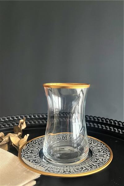 DECOSTYLE طقم شاي Dome Paşabahçe Saddlebag Series مكون من 12 قطعة منقوش باللي...