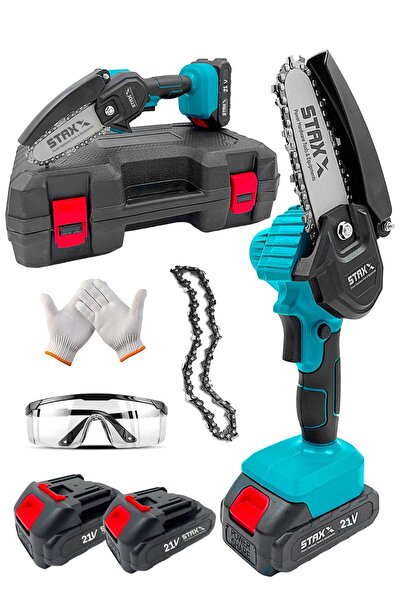STAXX POWER 21v 3ah Otomatik Seri Çift Akülü 12 Cm Pala Dal Budama Bıçkı Maki...