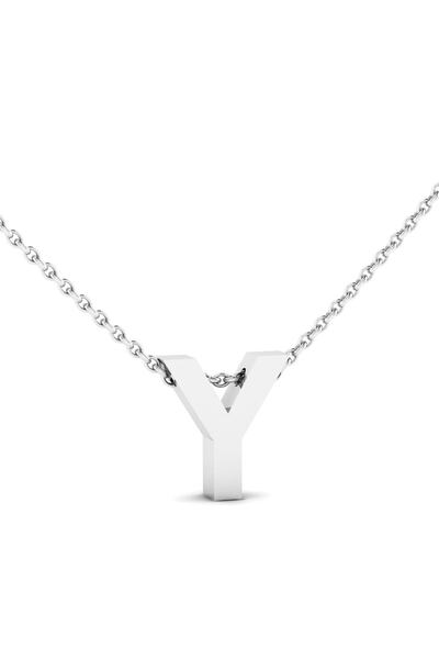 Ant Kuyumculuk 925 Ayar Gümüş Üç Boyutlu Y Harfli Kolye