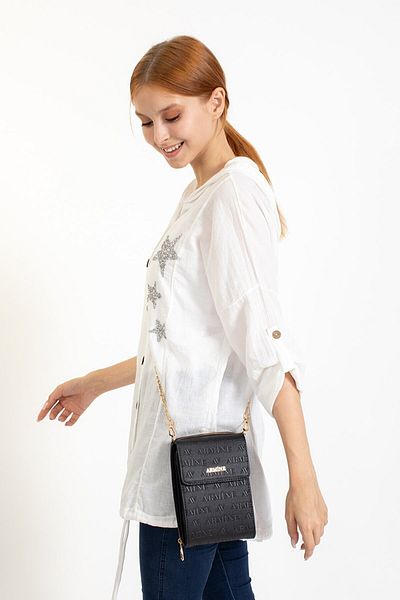 Armine Lazer Women - Geantă de umăr rochie de seară neagră cu curea cu lanț
