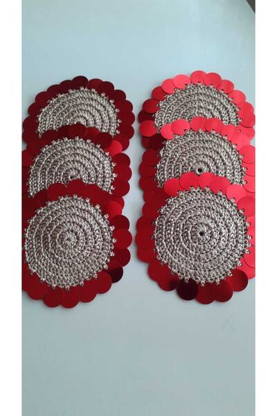 BÜŞRA قطعة قهوة مطرزة يدويًا مكونة من 6 قطع