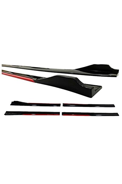 Sare Tuning Renault Clio 4 2012-2019 Kırmızı Şeritli Yan Marşpiyel Eki Ve 4 Parça Ön Ek Piano Black Set