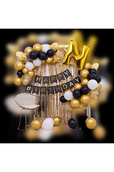 MFM Σετ γενεθλίων με αλυσίδα από χρυσό φύλλο 40 εκ. με γράμμα N για πάρτι