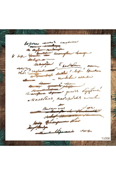 STENCİLTASARIM Stencil Tasarım Yz306 El Yazısı Duvar Ahşap Cam Kumaş Boyama Ş...