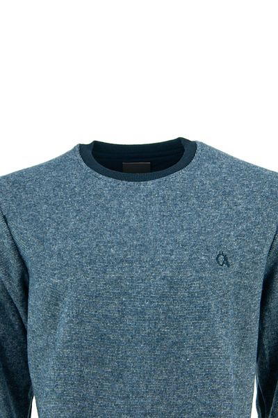 Oppland Men's Winter Buttoned Crew Neck Embroidered Long Sleeve Wrapped Cotton Woven Sweater