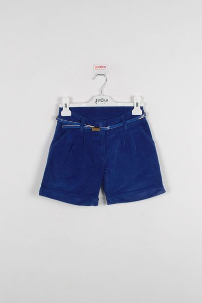 incity Girl's Belt Detailed Flower Pot Corduroy Shorts