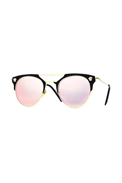 Angel Eyes Women's Sunglasses Oval Design Gold Black Detailed Frame Mirror Glass