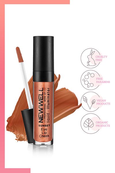 New Well Liquid Illuminator Illuminating Blush 3 In 1 - Sunset