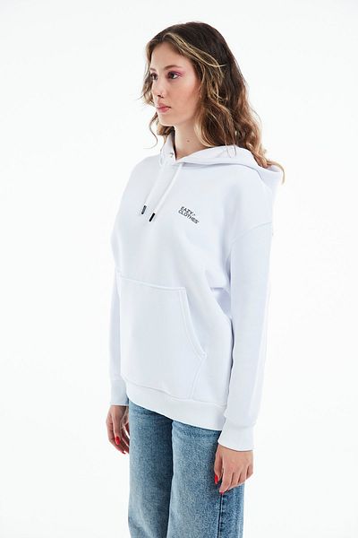 Eazy Co Hanocă groasă cu glugă Eazy Basic Oversize Unisex Premium albă